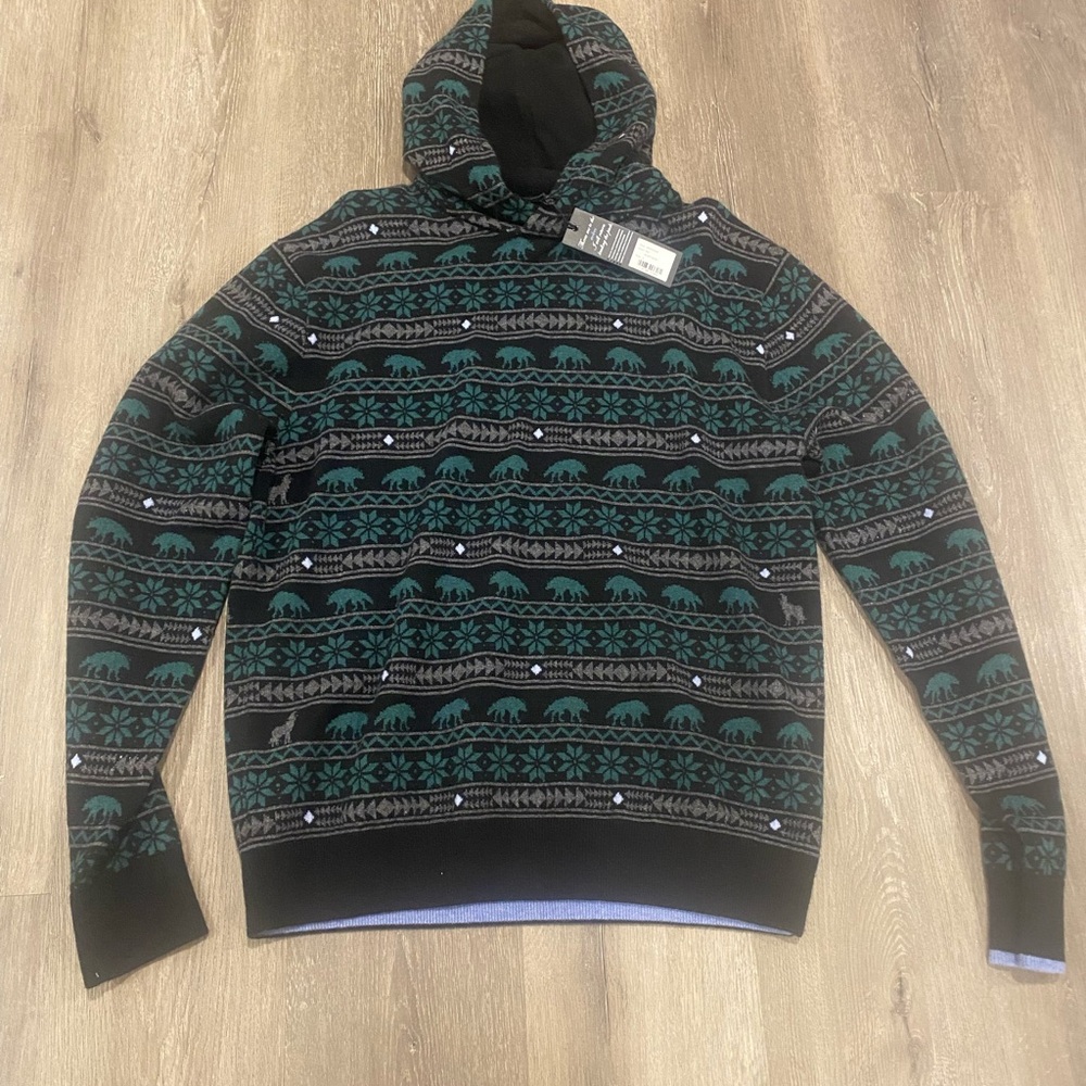 Black and Green Wolf Pattern Hoodie